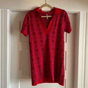 Aztec pink, purple sweater dress with collar